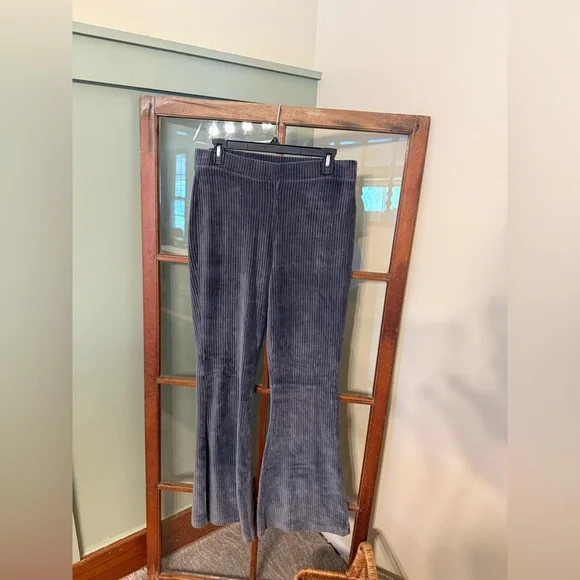 Aerie Gray Velvet and Corduroy Flare Pants - Picture 1 of 6